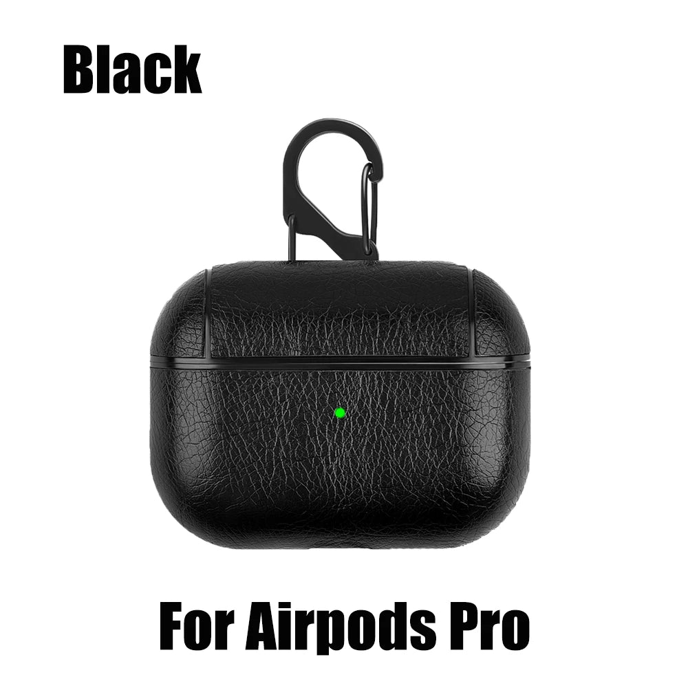 PU Leather Case for Airpods Pro Luxury Protective Cover with Anti-Lost Buckle for Airpods 3 2 1 Pro 3 2 Headphone Earpods Fundas
