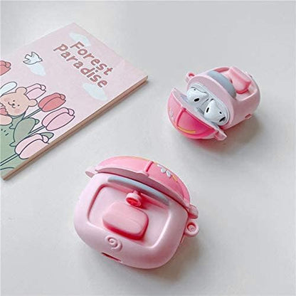 Silicone Case Compatible with Airpods 1&2 Funny Cute 3D Cartoon Cover [Cute Animal Pet PAPA Series] (Piggy Car)
