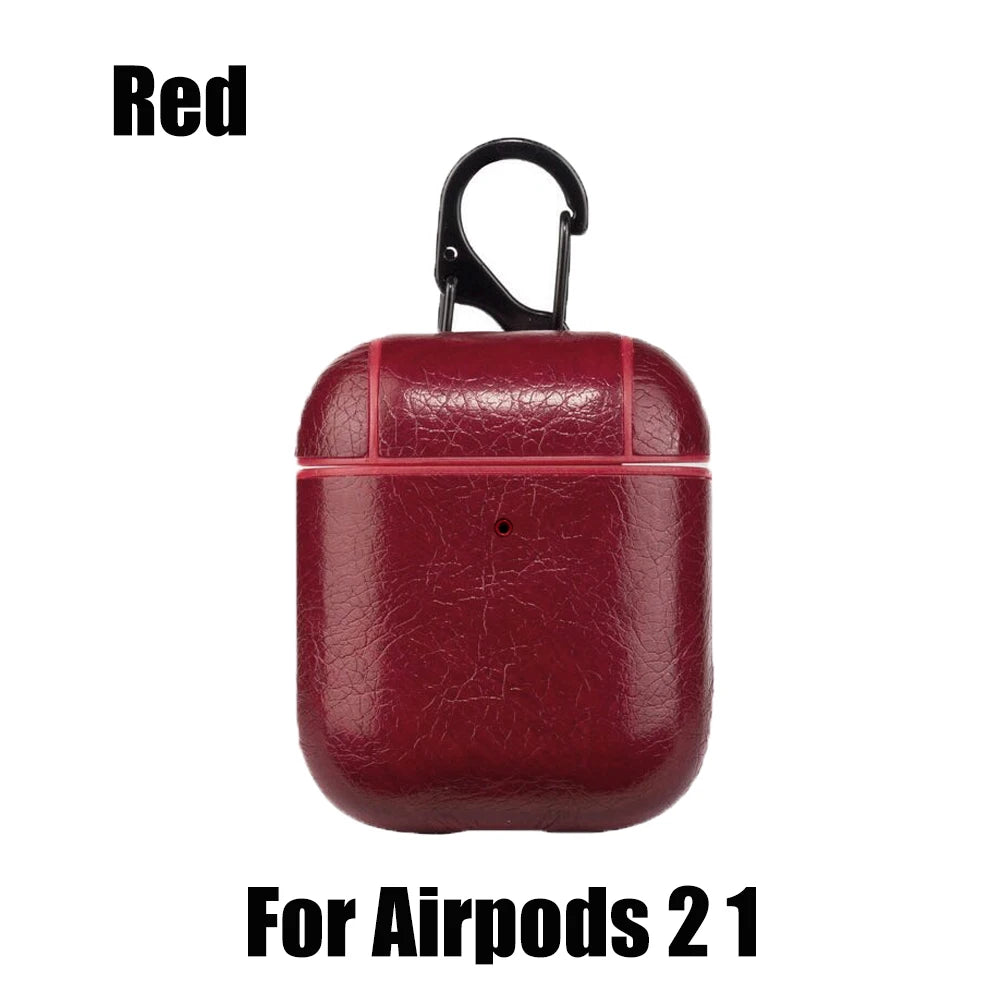 PU Leather Case for Airpods Pro Luxury Protective Cover with Anti-Lost Buckle for Airpods 3 2 1 Pro 3 2 Headphone Earpods Fundas