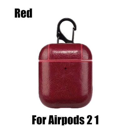 PU Leather Case for Airpods Pro Luxury Protective Cover with Anti-Lost Buckle for Airpods 3 2 1 Pro 3 2 Headphone Earpods Fundas