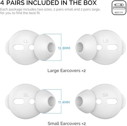 4 Pairs Airpods Ear Tips Silicone Earbuds Cover [Not Fit in the Charging Case] Compatible with Apple Airpods (2 Pair Large & 2 Pairs Small, White)