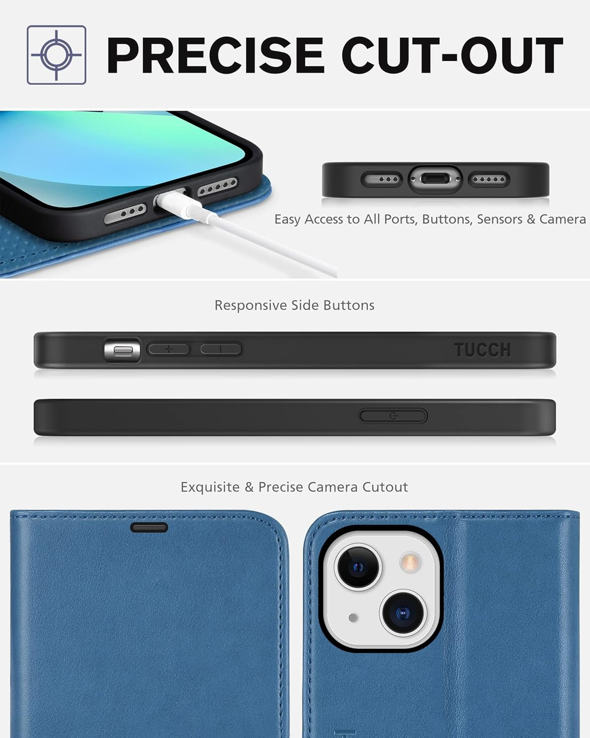Wallet Case for Iphone 13 5G, RFID Blocking Card Slot Holder [TPU Interior Protective Case], Magnetic Folio PU Leather Stand Flip Cover Compatible with Iphone 13 6.1" 2021, Lake Blue