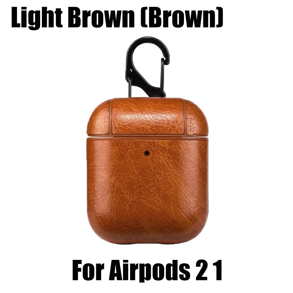 PU Leather Case for Airpods Pro Luxury Protective Cover with Anti-Lost Buckle for Airpods 3 2 1 Pro 3 2 Headphone Earpods Fundas
