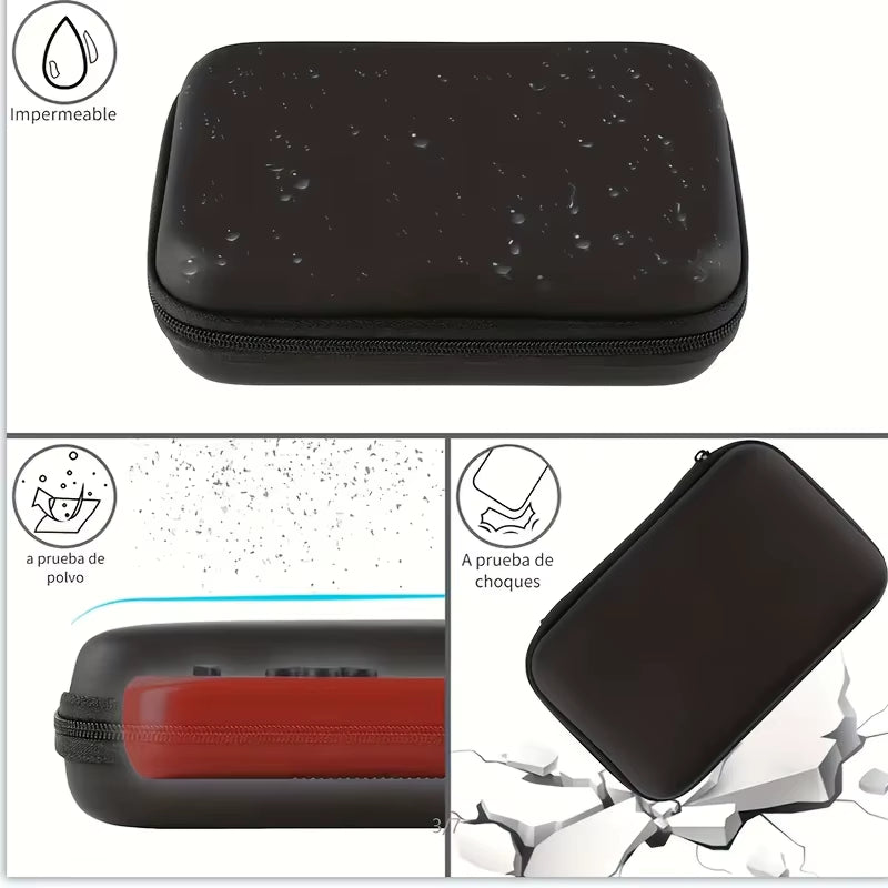 Handheld Game Console Carrying Case, Protective Travel Retro Mini Player Box for Charging Cable, Earpods, Batteries