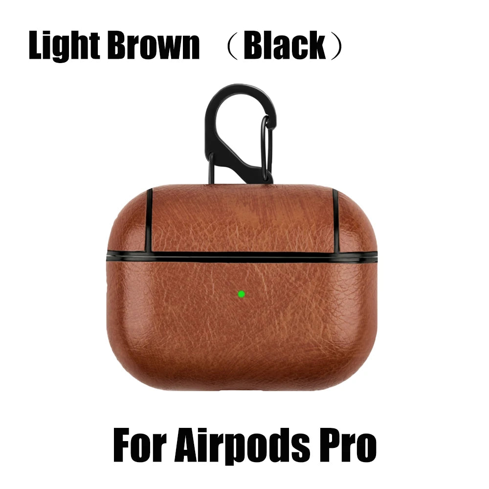 PU Leather Case for Airpods Pro Luxury Protective Cover with Anti-Lost Buckle for Airpods 3 2 1 Pro 3 2 Headphone Earpods Fundas