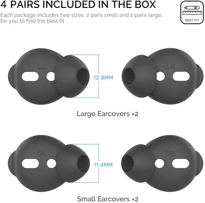 4 Pairs Airpods Ear Tips Silicone Earbuds Cover Compatible with Apple Airpods (2 Pair Large & 2 Pairs Small, Black)