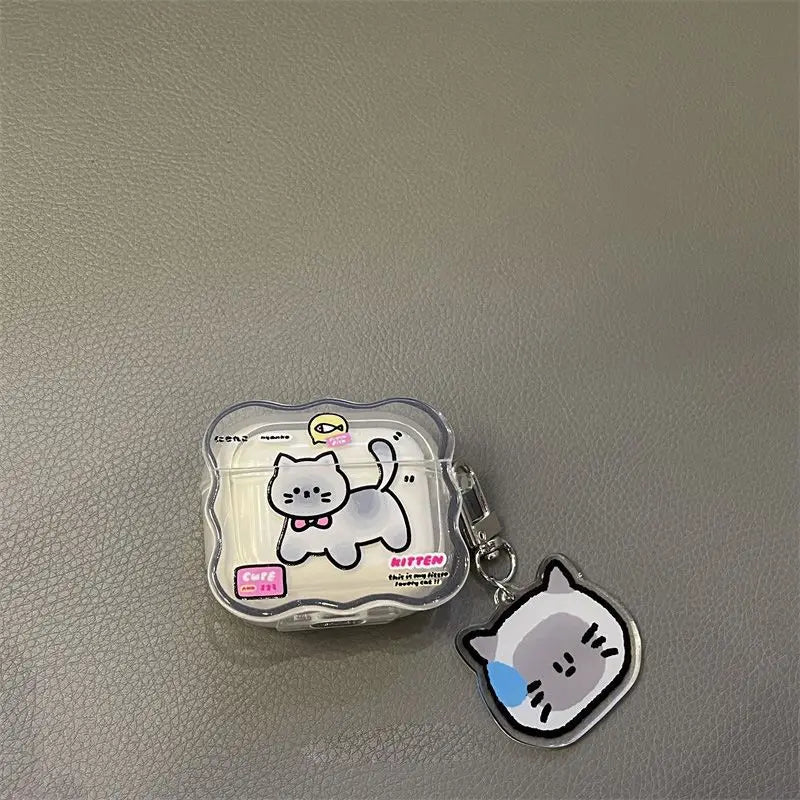 Cute Cartoon Cat TPU Case for Apple Airpods 1 2 3 4 Earphone Soft Wave Silicone Funda for Airpods Pro 2Nd Cover Earpods Case Box