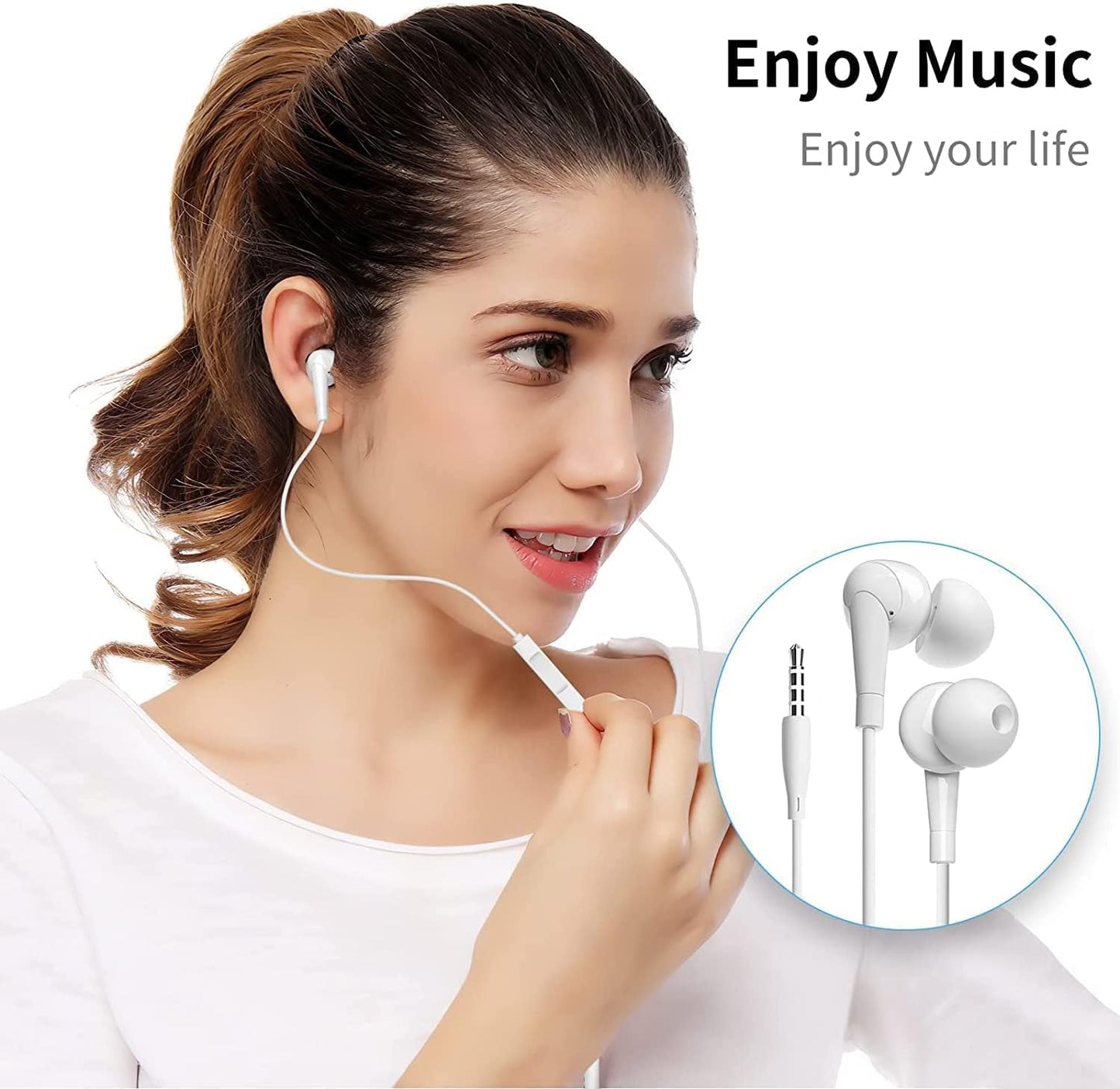 Wired Earbuds 6 Pack Earbuds Earphones with Microphone Earbuds Wired Stereo In-Ear Headphones Compatible with Iphone and Android Smartphones Ipad MP3 Fits All 3.5Mm Interface Devices