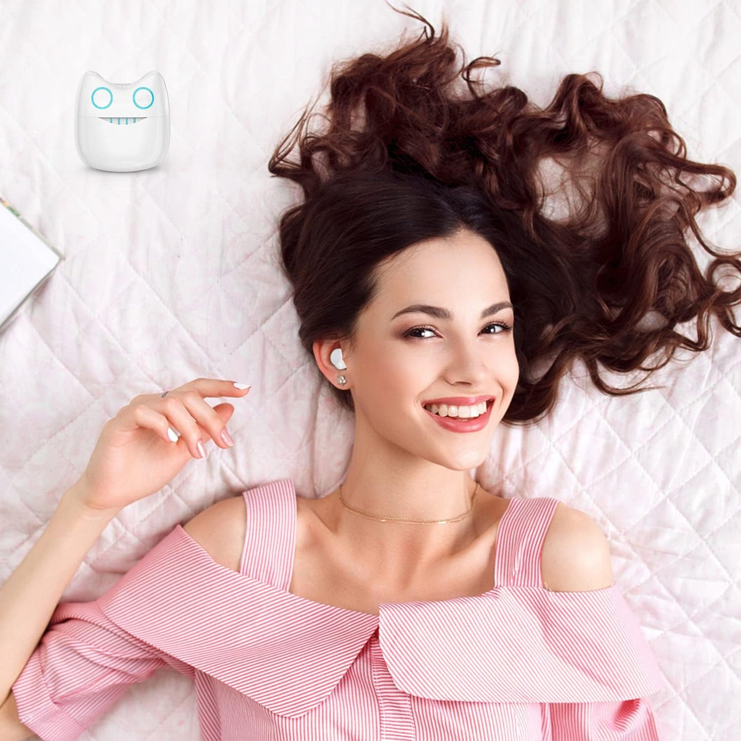 Wireless Earbuds for Kids, Headphones with Cute Panda Charging Case with Mic, Noise Cancelling,Typ-C, 3D Stereo Waterproof Bluetooth Buds for Sport & Outwork,3 X Ear Caps(S,M,L)