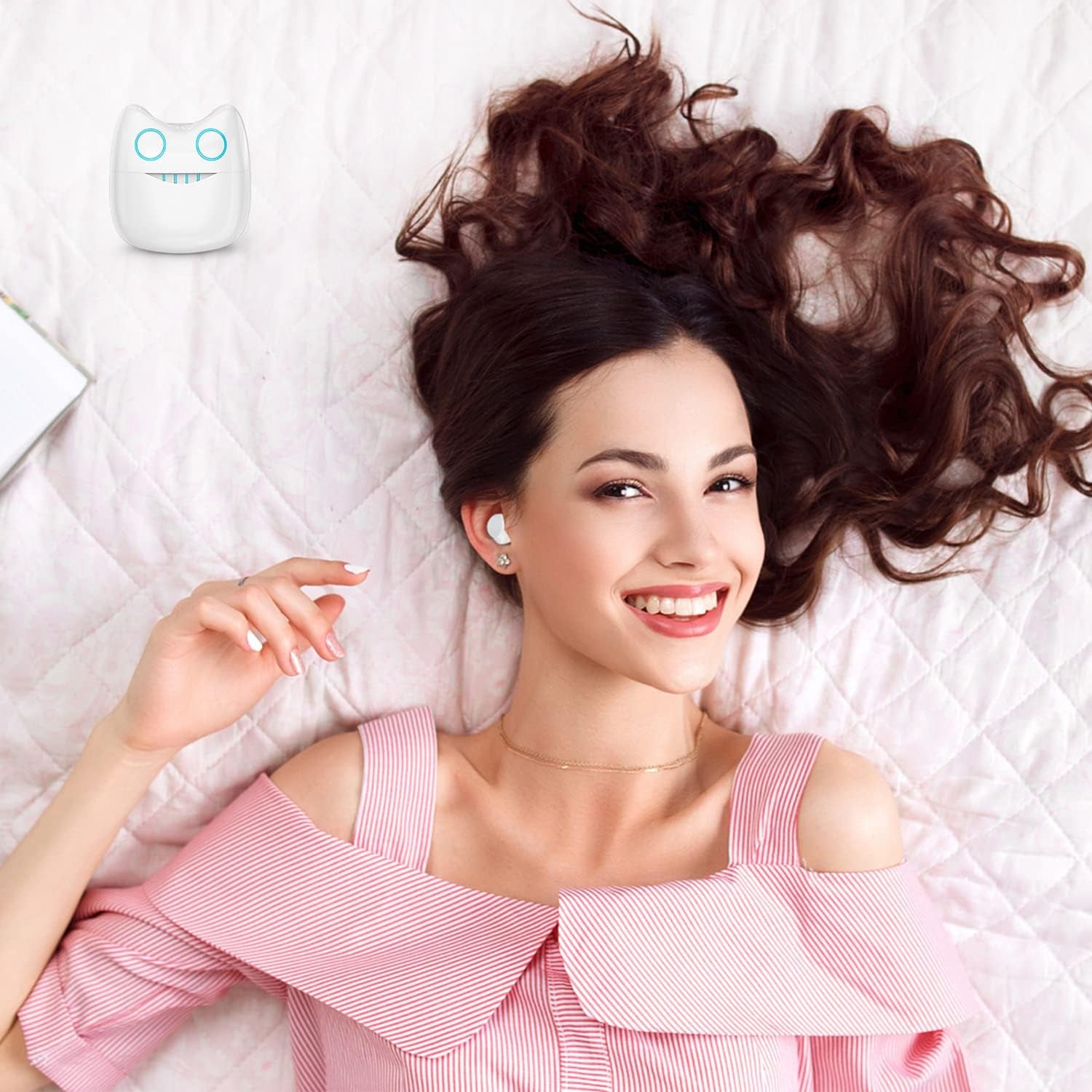 Wireless Earbuds for Kids, Headphones with Cute Panda Charging Case with Mic, Noise Cancelling,Typ-C, 3D Stereo Waterproof Bluetooth Buds for Sport & Outwork,3 X Ear Caps(S,M,L)