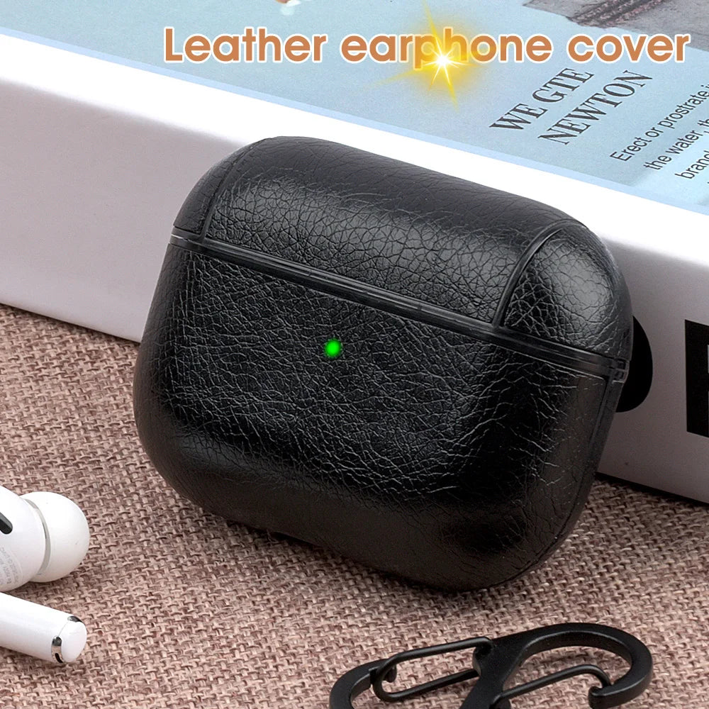 PU Leather Case for Airpods Pro Luxury Protective Cover with Anti-Lost Buckle for Airpods 3 2 1 Pro 3 2 Headphone Earpods Fundas