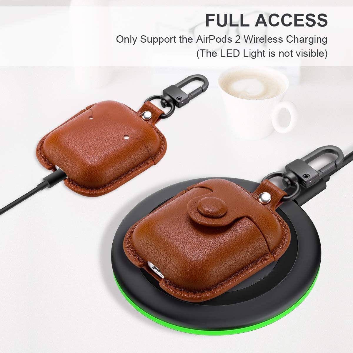 for Airpods Case Cover, Airpods 2 Case Leather Gen 2 Protective Cover with Keychain/Ear Hooks/Airpods Strap/Watch Band Holder/Earpods Case Compatible with Apple Airpods 2Nd 1St Generation,Brown
