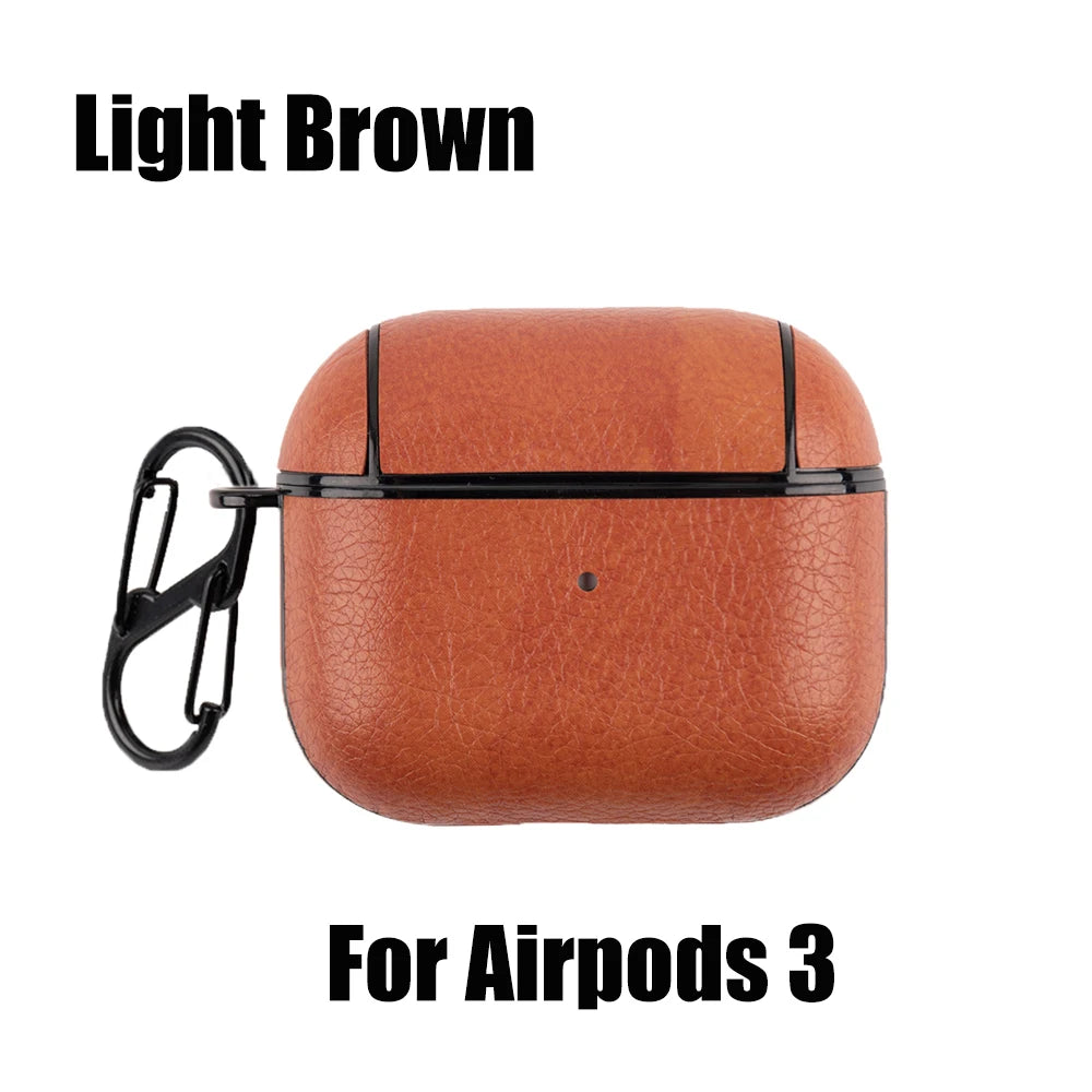 PU Leather Case for Airpods Pro Luxury Protective Cover with Anti-Lost Buckle for Airpods 3 2 1 Pro 3 2 Headphone Earpods Fundas