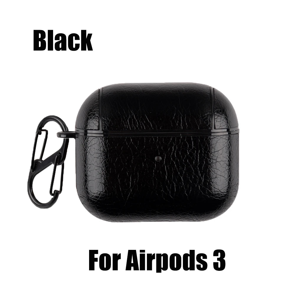 PU Leather Case for Airpods Pro Luxury Protective Cover with Anti-Lost Buckle for Airpods 3 2 1 Pro 3 2 Headphone Earpods Fundas