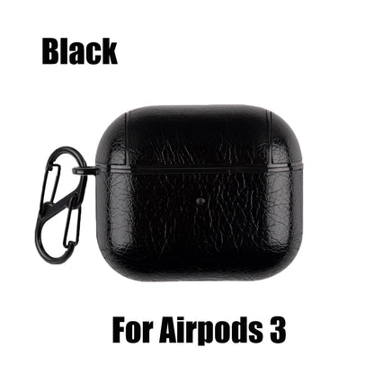 PU Leather Case for Airpods Pro Luxury Protective Cover with Anti-Lost Buckle for Airpods 3 2 1 Pro 3 2 Headphone Earpods Fundas
