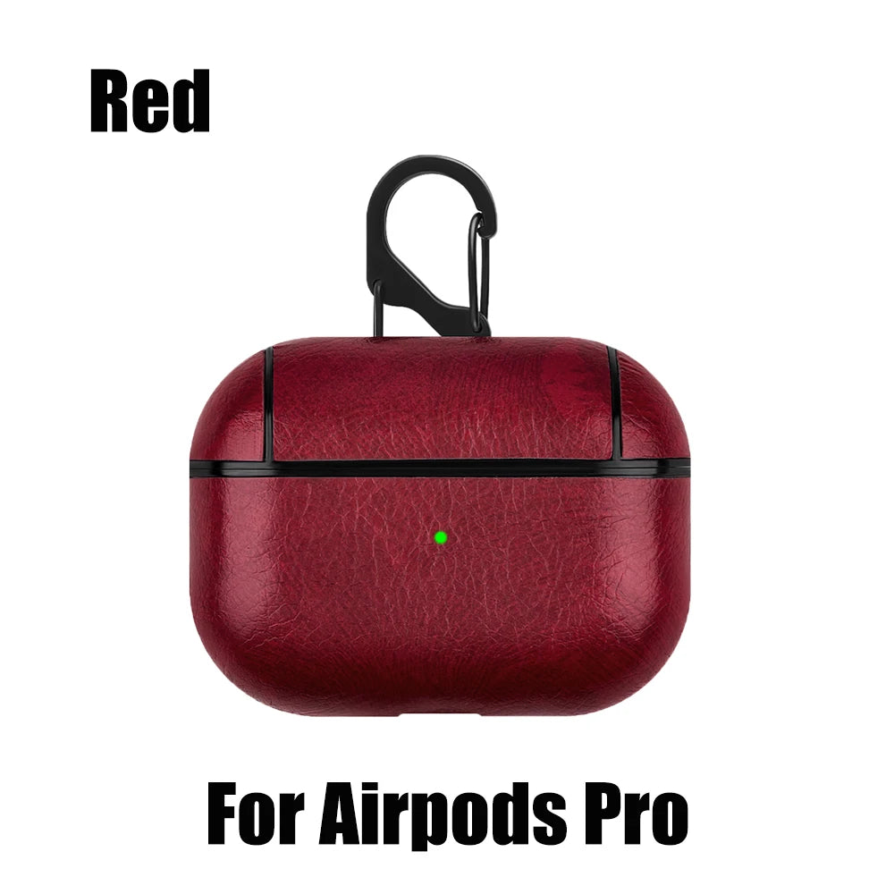 PU Leather Case for Airpods Pro Luxury Protective Cover with Anti-Lost Buckle for Airpods 3 2 1 Pro 3 2 Headphone Earpods Fundas