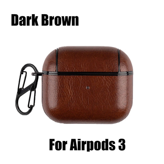 PU Leather Case for Airpods Pro Luxury Protective Cover with Anti-Lost Buckle for Airpods 3 2 1 Pro 3 2 Headphone Earpods Fundas