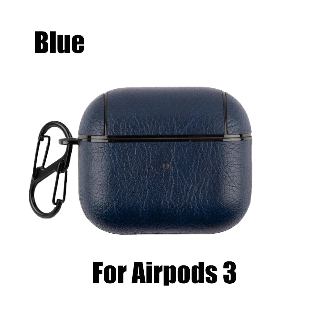 PU Leather Case for Airpods Pro Luxury Protective Cover with Anti-Lost Buckle for Airpods 3 2 1 Pro 3 2 Headphone Earpods Fundas