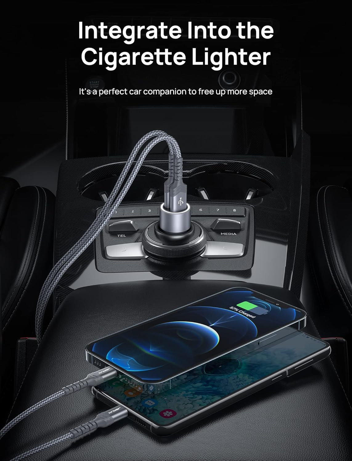 Car Charger, Car USB Charger 36W Fast Charging,  Metal Dual QC 3.0 Car Adapter with USB-C Cable[3.3Ft] Compatible with Samsung Galaxy S10/S9/S8 Plus, Note 9/8, Iphone 7/8/X/Xr-Grey