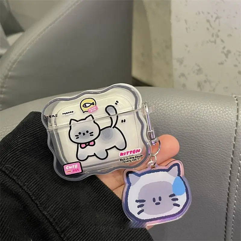Cute Cartoon Cat TPU Case for Apple Airpods 1 2 3 4 Earphone Soft Wave Silicone Funda for Airpods Pro 2Nd Cover Earpods Case Box