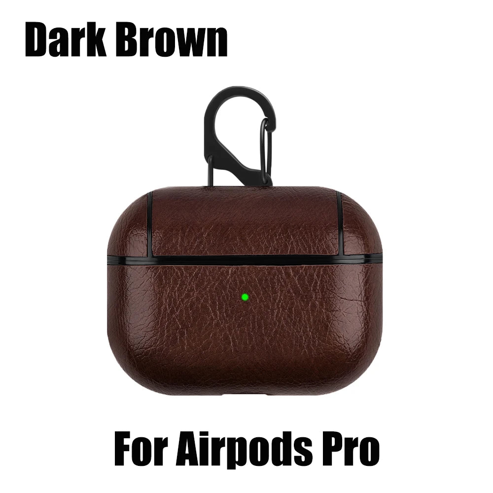 PU Leather Case for Airpods Pro Luxury Protective Cover with Anti-Lost Buckle for Airpods 3 2 1 Pro 3 2 Headphone Earpods Fundas