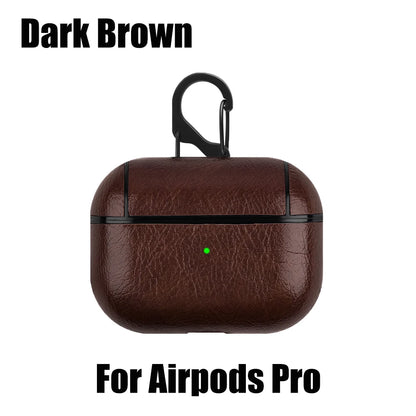 PU Leather Case for Airpods Pro Luxury Protective Cover with Anti-Lost Buckle for Airpods 3 2 1 Pro 3 2 Headphone Earpods Fundas