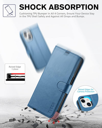 Wallet Case for Iphone 13 5G, RFID Blocking Card Slot Holder [TPU Interior Protective Case], Magnetic Folio PU Leather Stand Flip Cover Compatible with Iphone 13 6.1" 2021, Lake Blue
