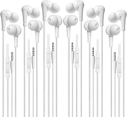 Wired Earbuds 6 Pack Earbuds Earphones with Microphone Earbuds Wired Stereo In-Ear Headphones Compatible with Iphone and Android Smartphones Ipad MP3 Fits All 3.5Mm Interface Devices