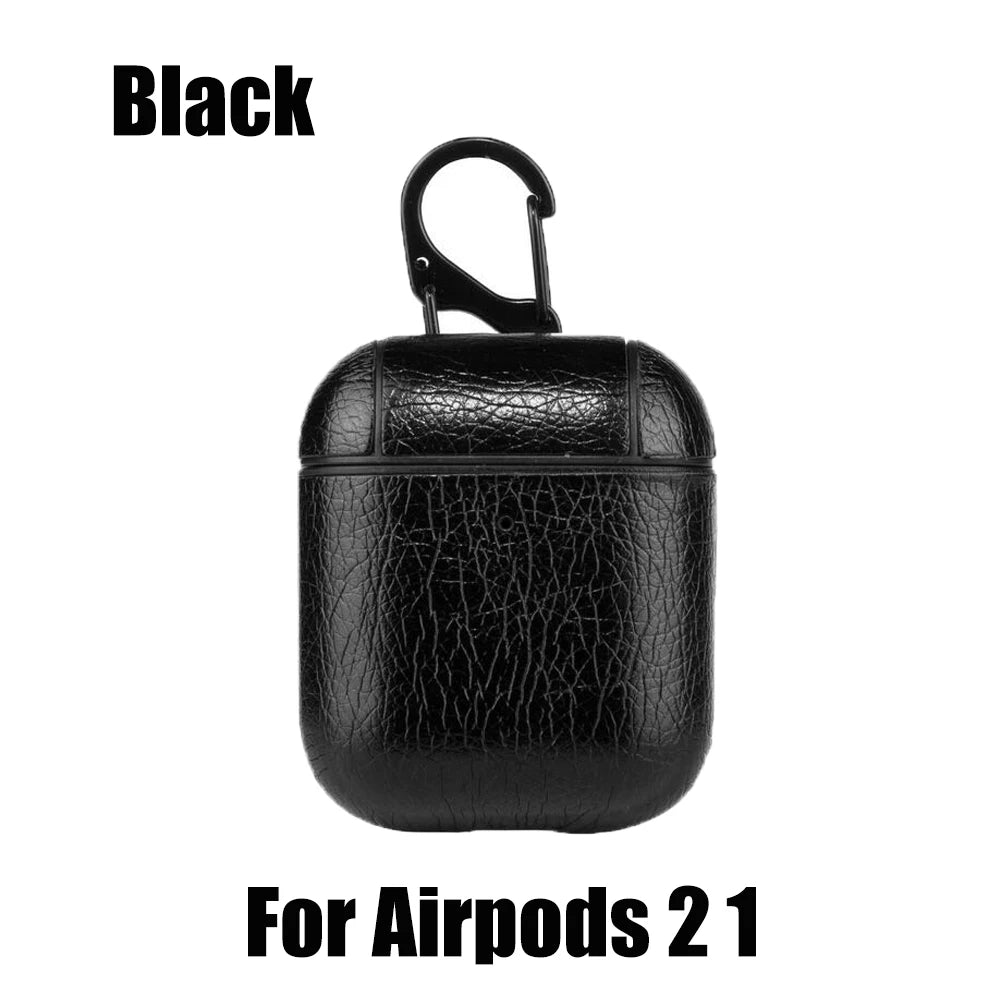 PU Leather Case for Airpods Pro Luxury Protective Cover with Anti-Lost Buckle for Airpods 3 2 1 Pro 3 2 Headphone Earpods Fundas