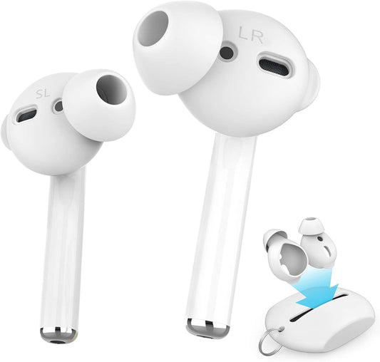 4 Pairs Airpods Ear Tips Silicone Earbuds Cover [Not Fit in the Charging Case] Compatible with Apple Airpods (2 Pair Large & 2 Pairs Small, White)