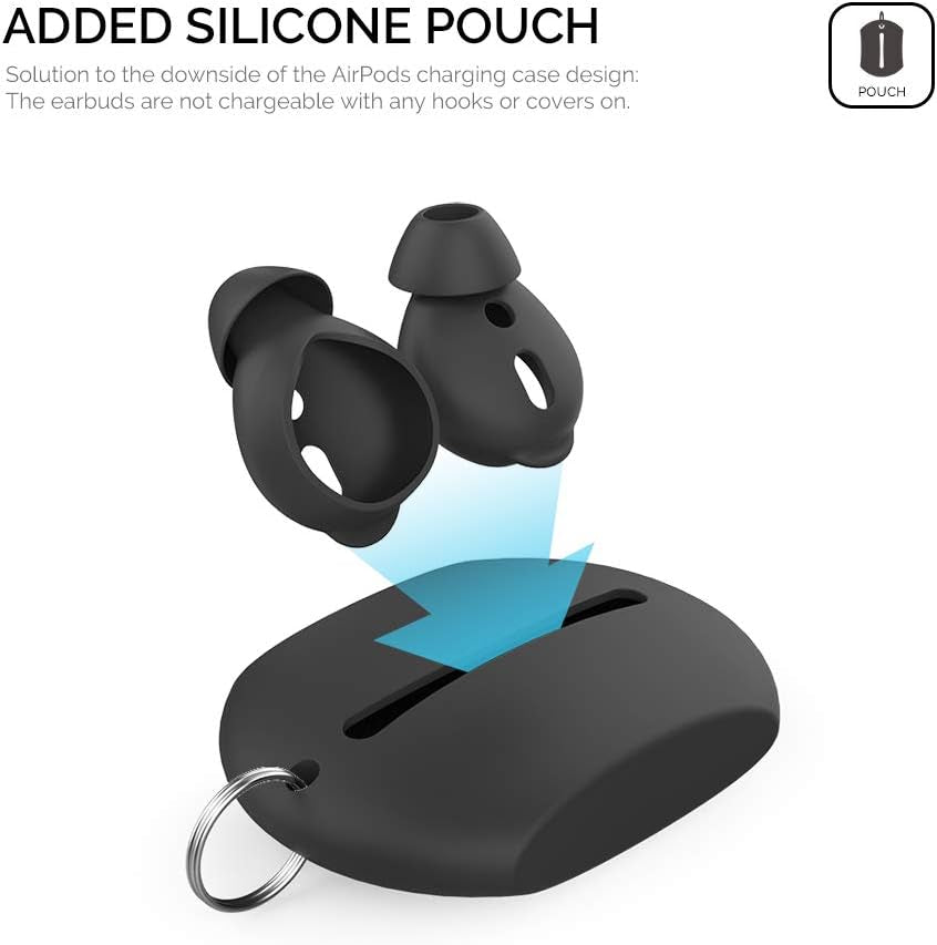 4 Pairs Airpods Ear Tips Silicone Earbuds Cover Compatible with Apple Airpods (2 Pair Large & 2 Pairs Small, Black)