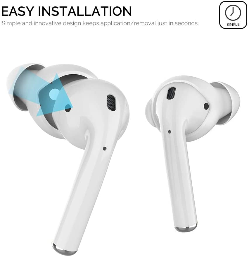 4 Pairs Airpods Ear Tips Silicone Earbuds Cover [Not Fit in the Charging Case] Compatible with Apple Airpods (2 Pair Large & 2 Pairs Small, White)